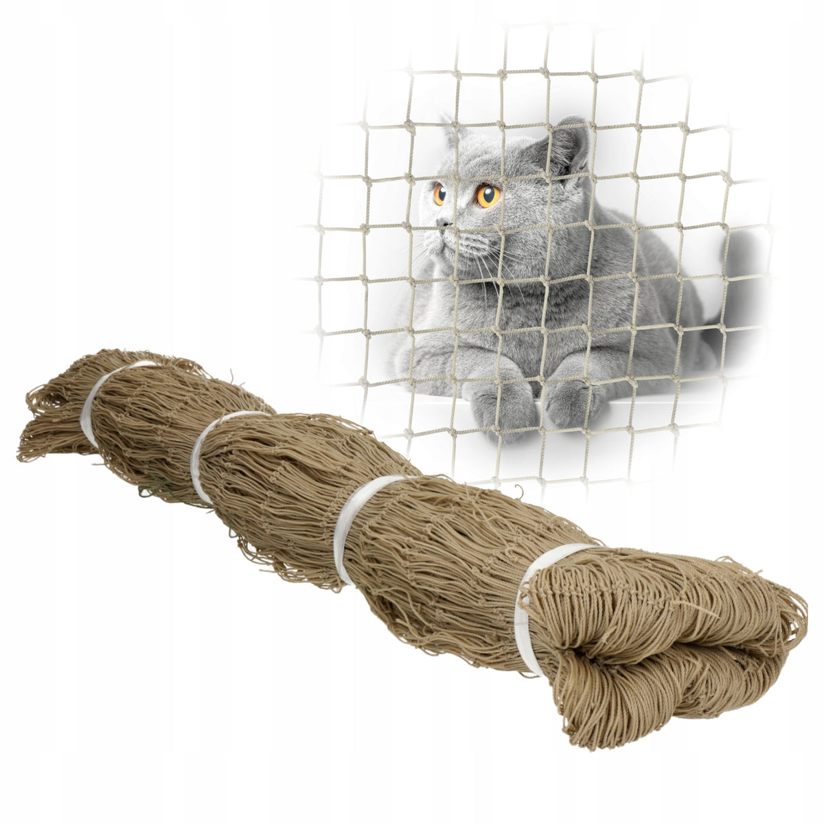 BALCONY NET 5x2m FOR CAT CATS REINFORCED WITH WIRE 80g EYELET 30x30mm