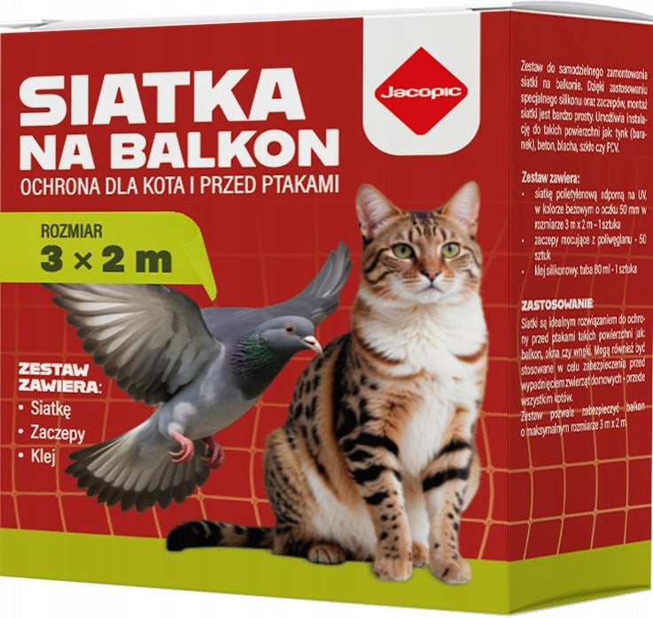 BALCONY NET JACOPIC 2X3M CAT PROTECTIVE PIGEON BIRDS WITHOUT DRILLING Brand JACOPIC