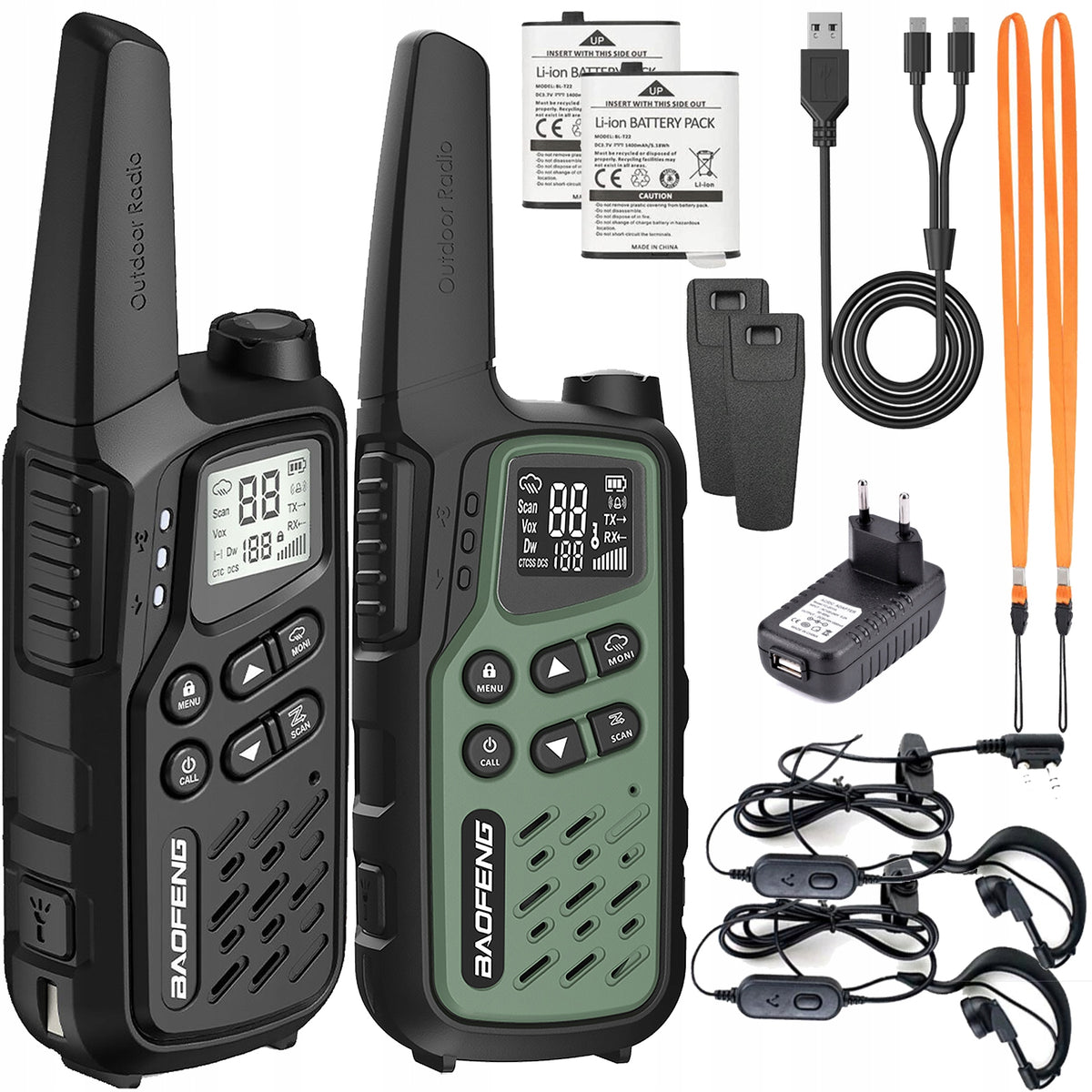 BAOFENG BF-25E WALKIE-TALKIES LONG RANGE CHANNEL WALKIE TALKIE USB-C FLASHLIGHT