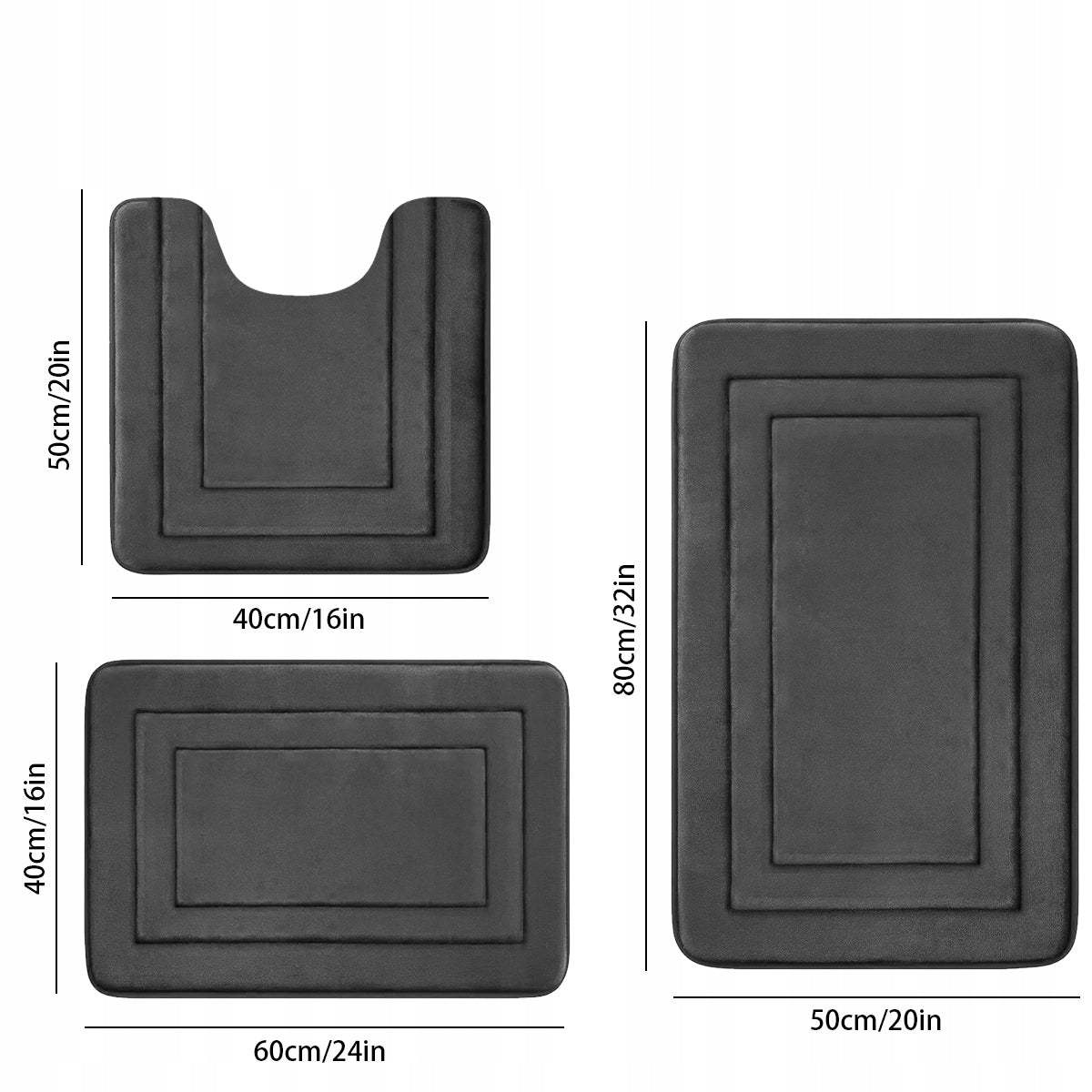 BATHROOM RUG ABSORBENT MAT SET MICROFIBER RUGS 3 PACK Packaging status original