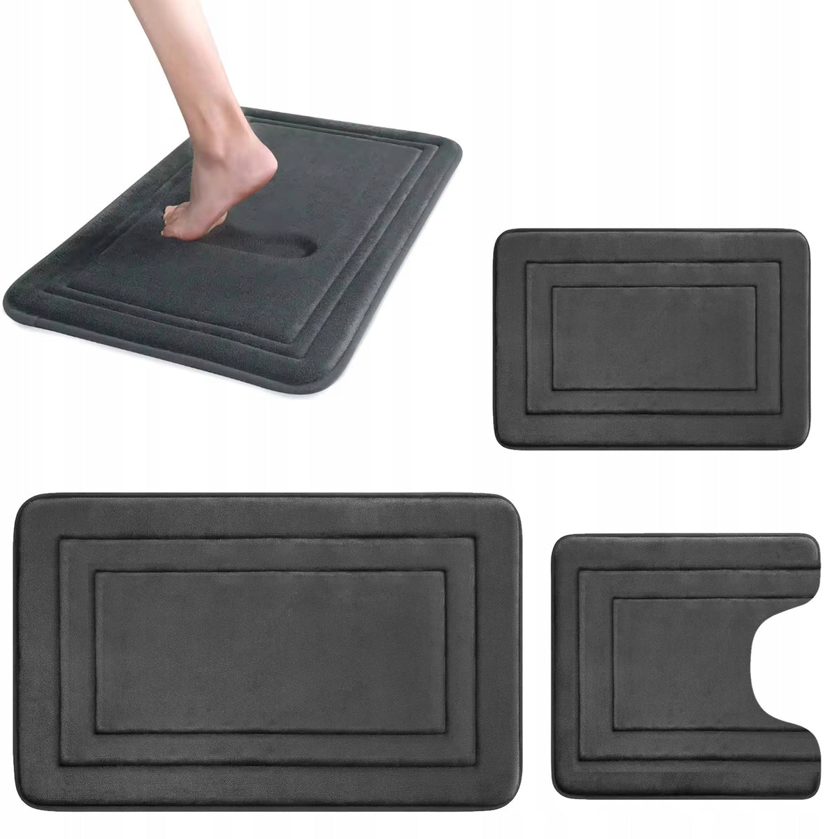 BATHROOM RUG ABSORBENT MAT SET MICROFIBER RUGS 3 PACK