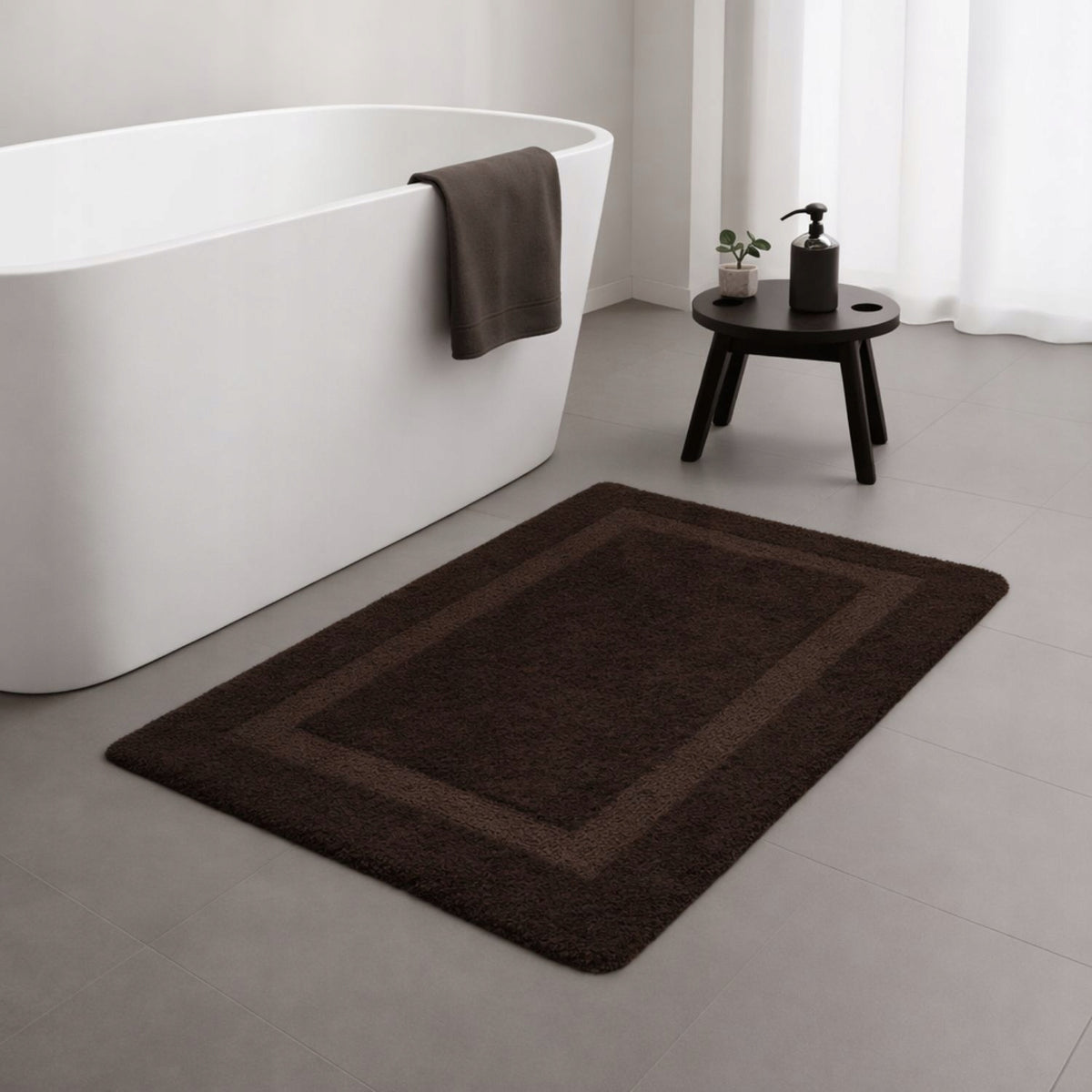 BATHROOM RUG BROWN 50x80 NON-SLIP FOR BATHROOM ABSORBENT BROWN Packaging status original
