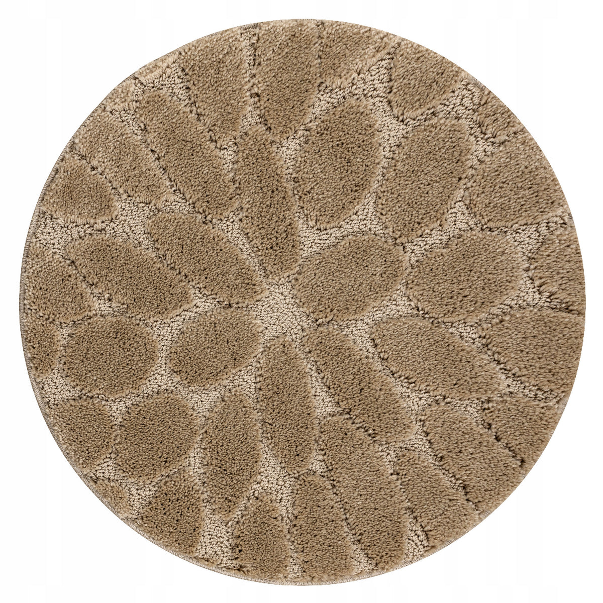 BATHROOM RUG CIRCLE 50 STONES beige NON-SLIP SOFT #KPL326