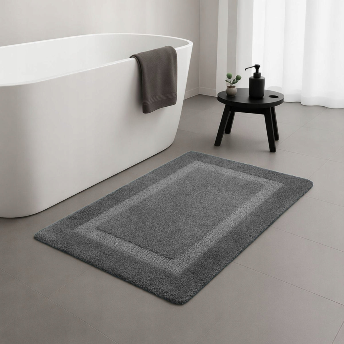 BATHROOM RUG GREY FOR BATHROOM 50x80 NON-SLIP THICK SOFT GREY Packaging status original