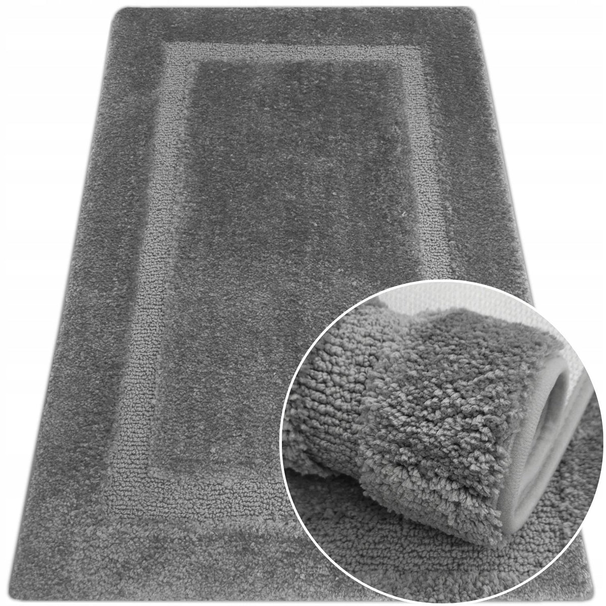 BATHROOM RUG GREY FOR BATHROOM 50x80 NON-SLIP THICK SOFT GREY