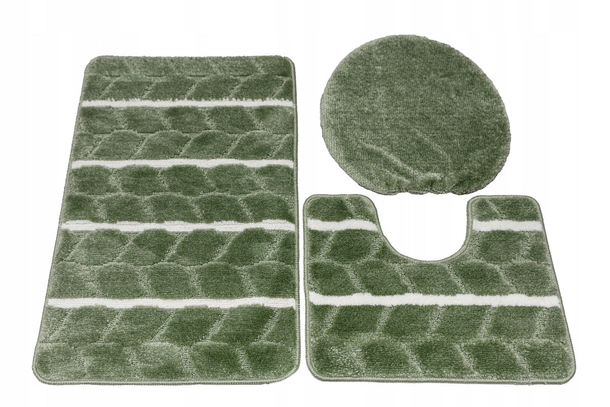 BATHROOM RUG NON-SLIP 3-PIECE TOILET SET WITH TOILET COVER Manufacturer code fano green 3cz