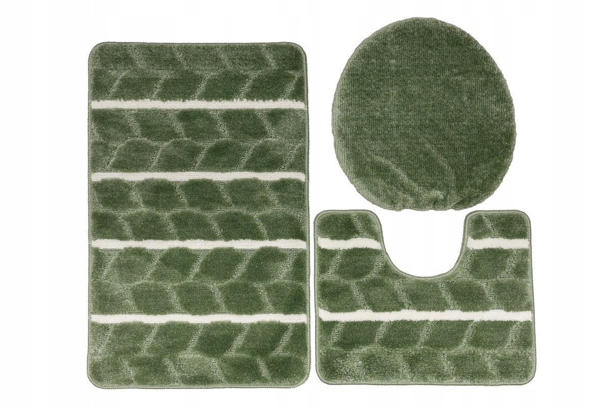 BATHROOM RUG NON-SLIP 3-PIECE TOILET SET WITH TOILET COVER
