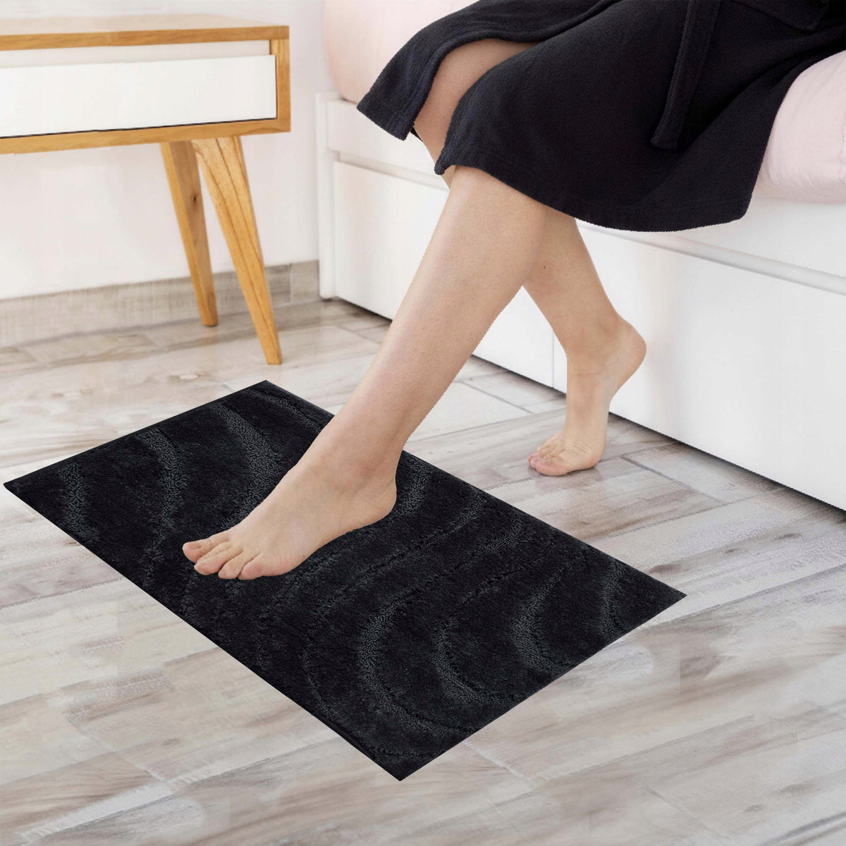 BATHROOM RUG NON-SLIP MICROFIBER 40x60 BLACK SOFT MAT Packaging status original