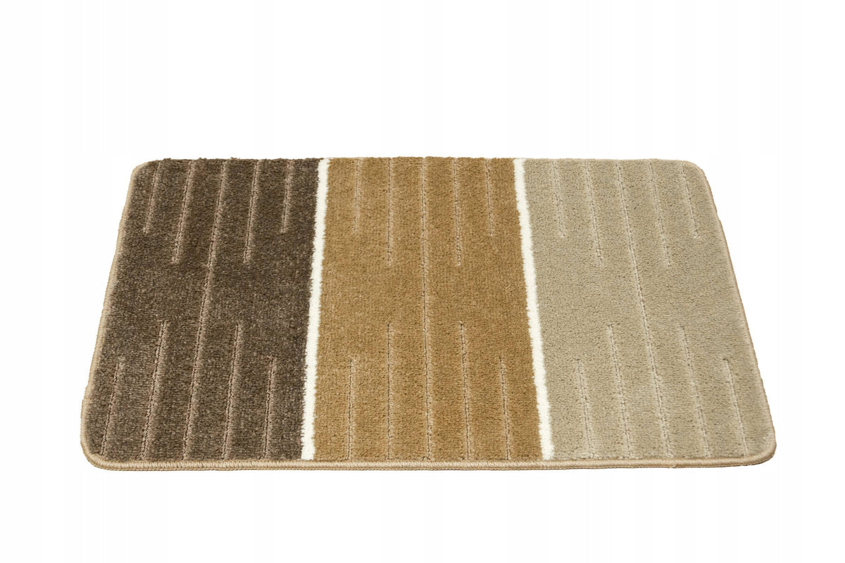 BATHROOM RUG NON-SLIP SHOWER STRIPES BEIGE CREAM COMO 50x80 cm