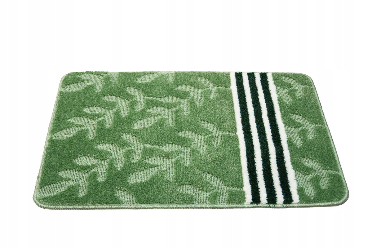 BATHROOM RUG NON-SLIP WC GREEN LEAVES STRIPS NATEL 50x80 cm