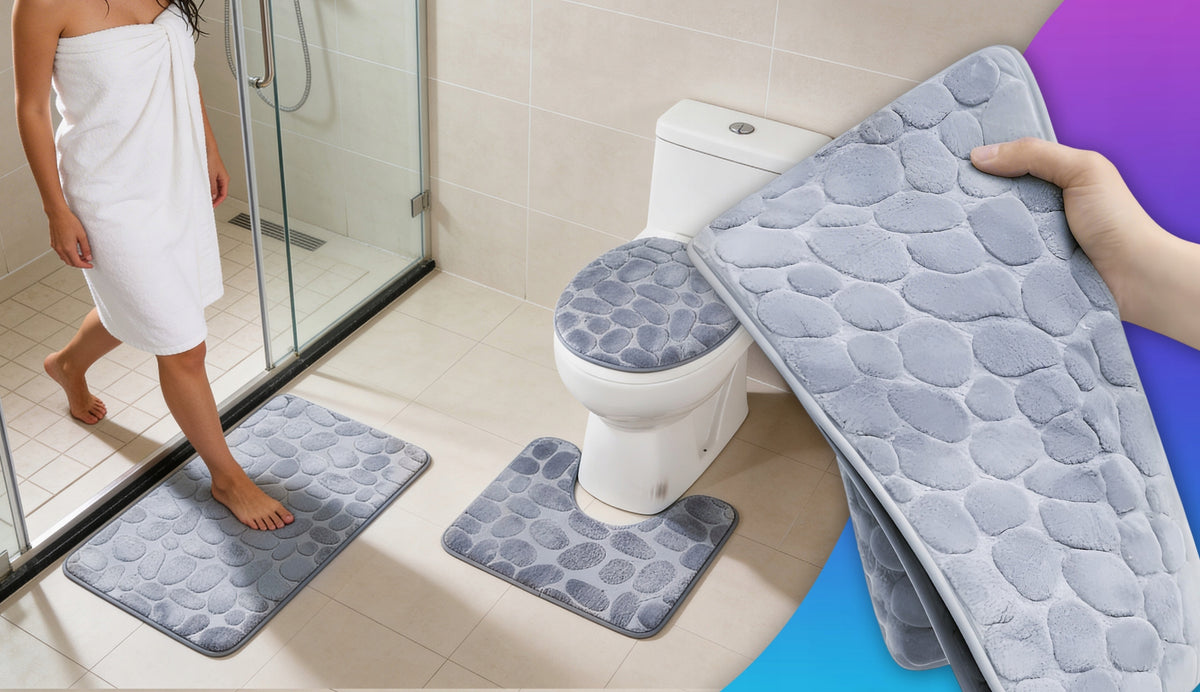 BATHROOM RUG SET BATHROOM RUGS NON-SLIP ABSORBENT Packaging status original