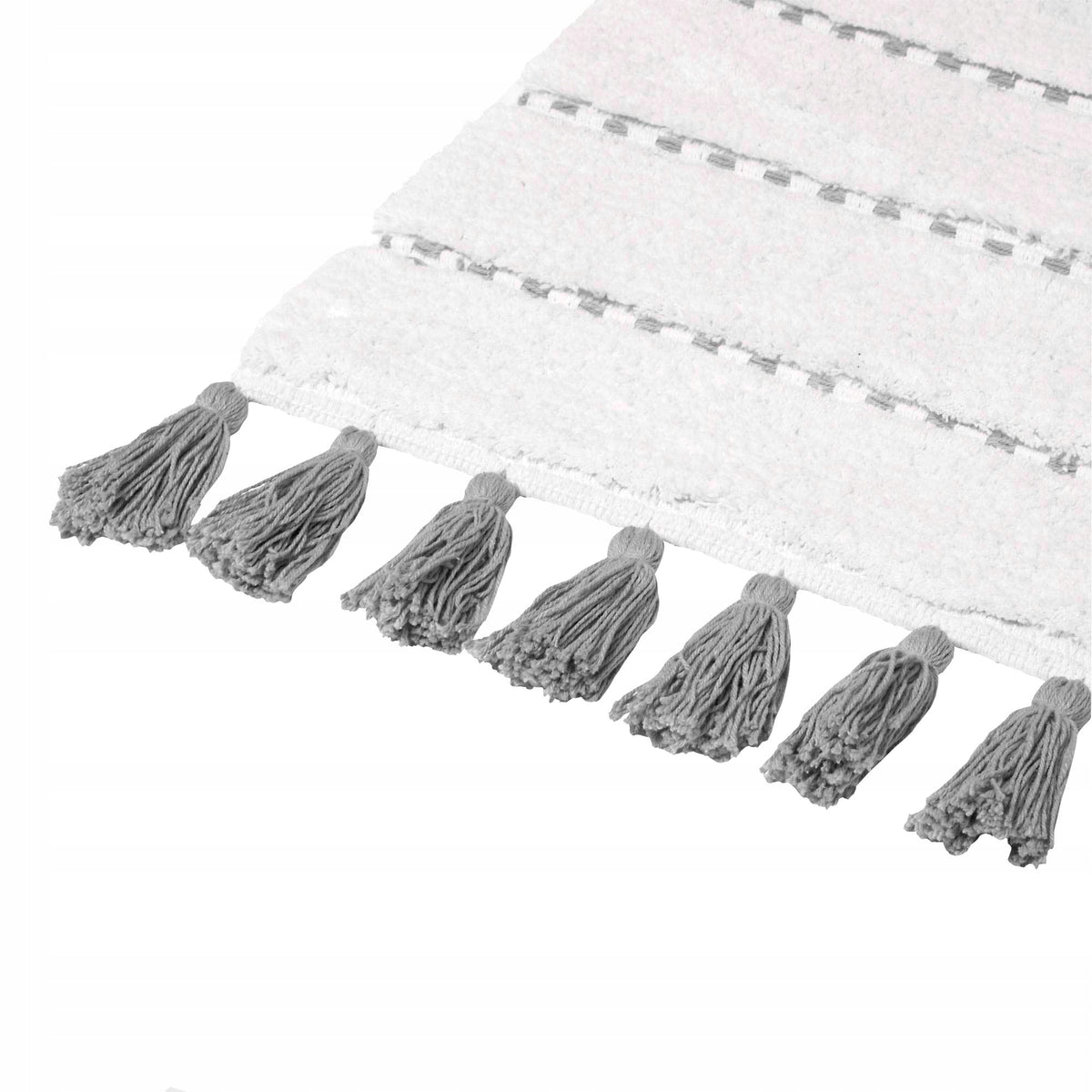 BATHROOM RUG WHITE COTTON 50 x 75 cm BOHO Length 75 cm
