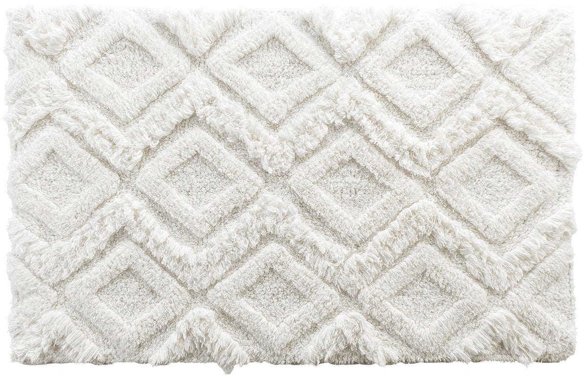 BATHROOM RUG WHITE cotton BOHO 50x80 cm