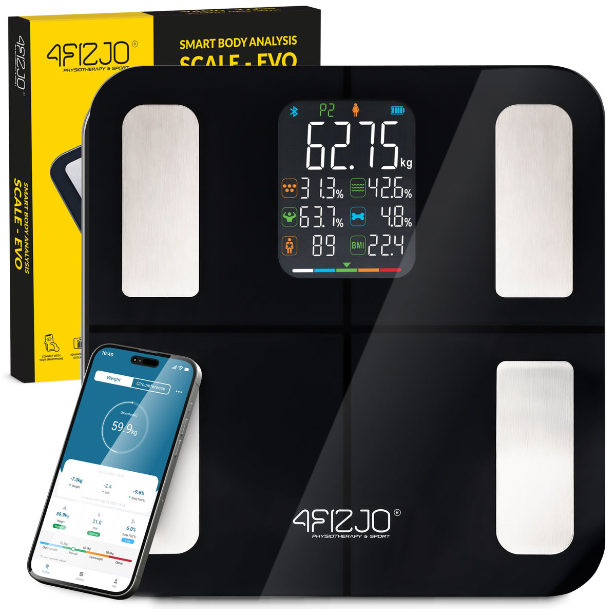 BATHROOM SCALE ANALYTICAL ELECTRONIC FAT MEASUREMENT BMI GLASS EVO
