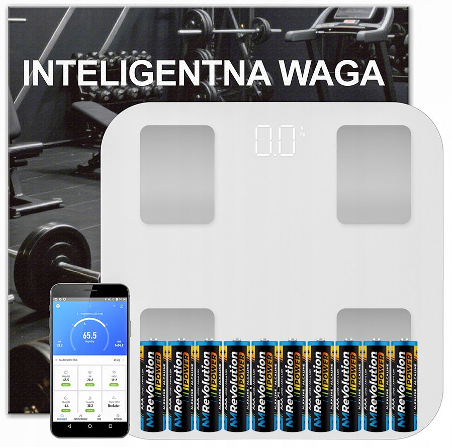 BATHROOM SCALE ELECTRONIC ANALYTICAL - APPLICATION in Polish BATTERIES