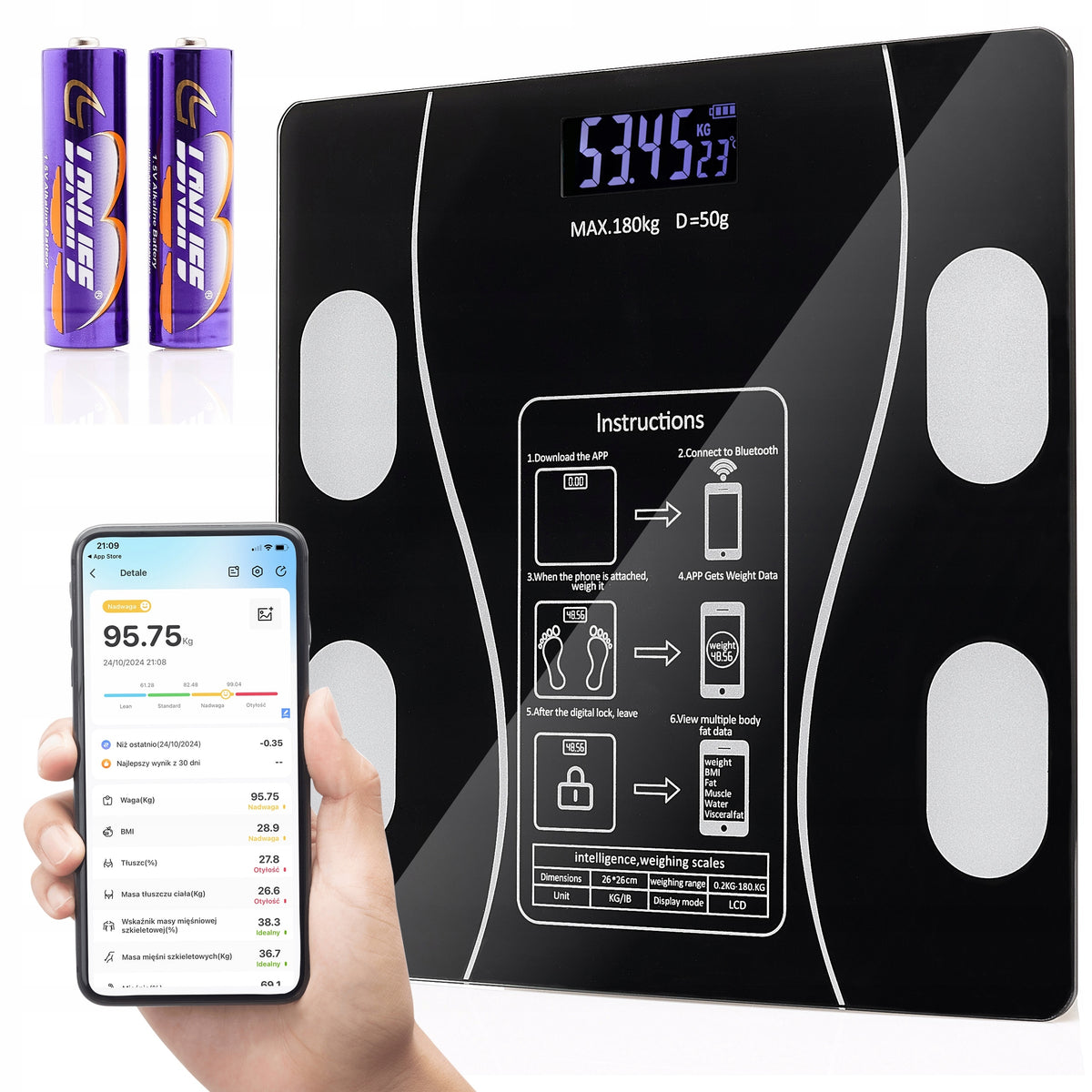 BATHROOM SCALE Electronic Analytical Bluetooth Glass Accurate BMI