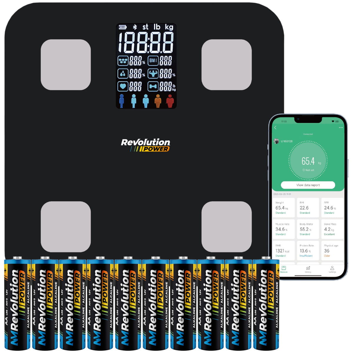 BATHROOM SCALE GLASS PRECISION ANALYTICAL SPORTS + 10x AA BATTERY