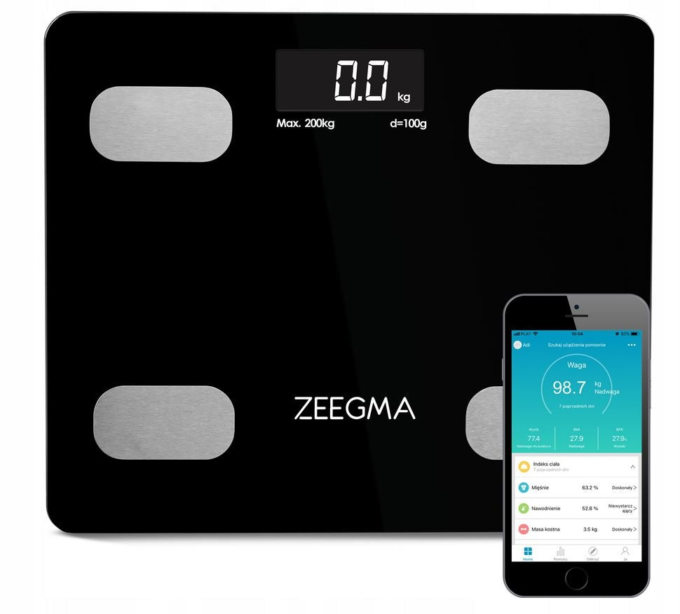 BATHROOM SCALE ZEEGMA 17 IN 1 GLASS ANALYTICAL APP ANDROID iOS BT