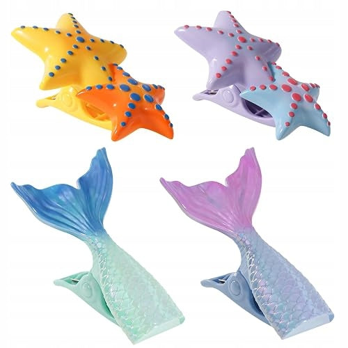 BEACH CLIPS FOR SUN LOUNGER TOWELS 4 PIECES STAINLESS STEEL ON THE BEACH