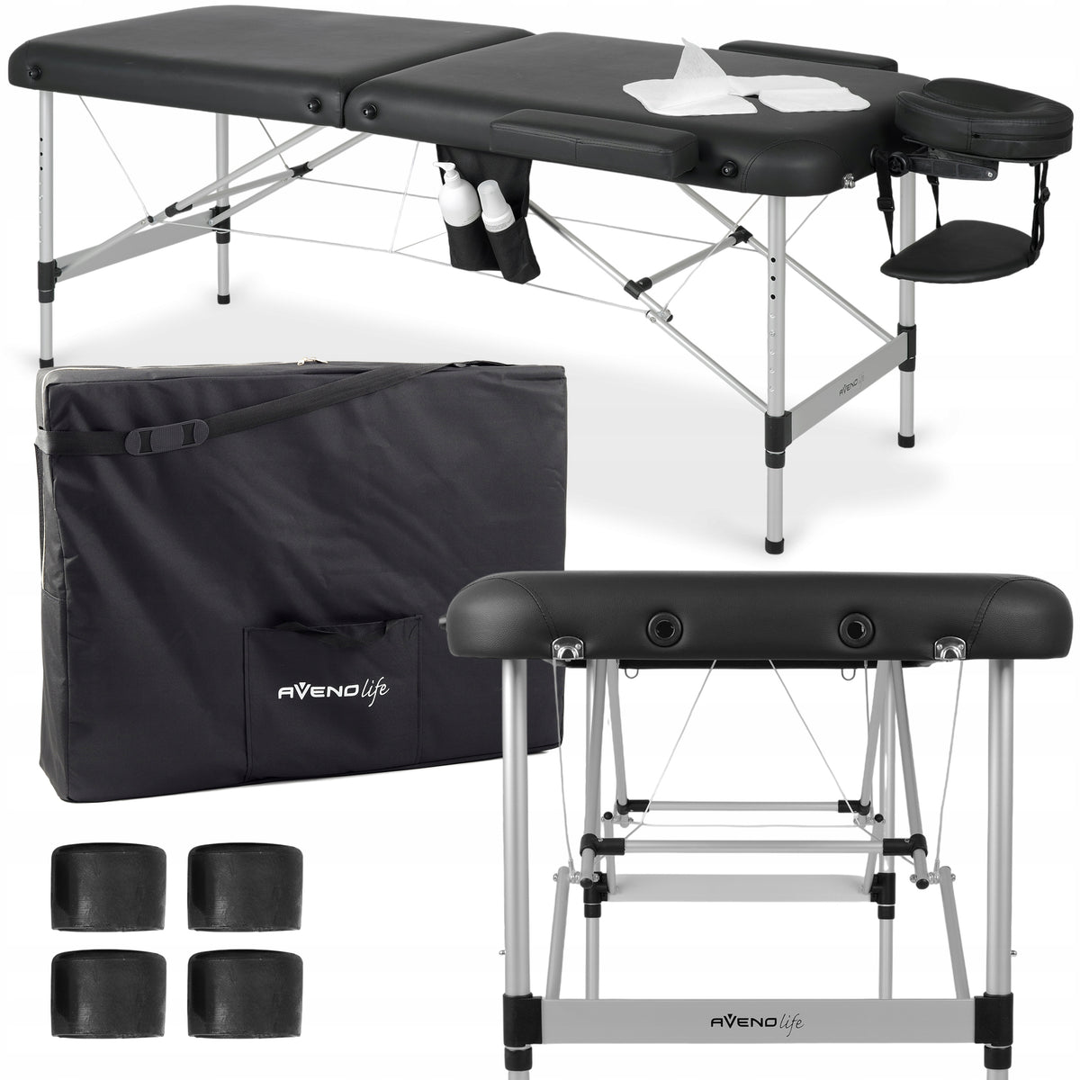 BED MASSAGE TABLE ALUMINUM FOLDING NADIA 70CM WITH ACCESSORIES HABYS