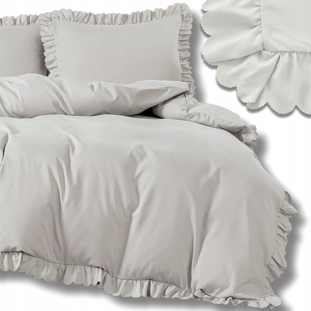 BEDDING WITH FRILL 160x200 +2 PILLOWCASES BEDDING SET WITH FRILL