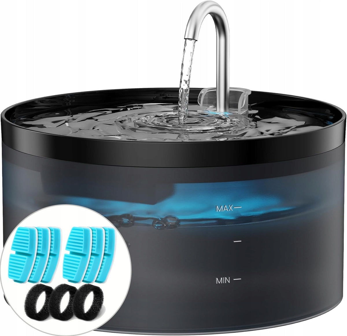 BEMOONY Cat Fountain 32L Filter Set LED Pump Quiet