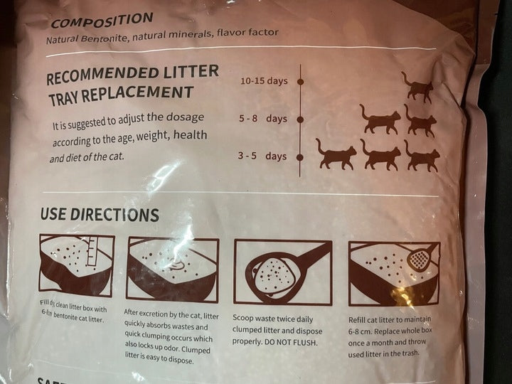 BENTONITE CAT LITTER CLUMPING NATURAL UNSCENTED 25L PREMIUM Manufacturer code CZ-8