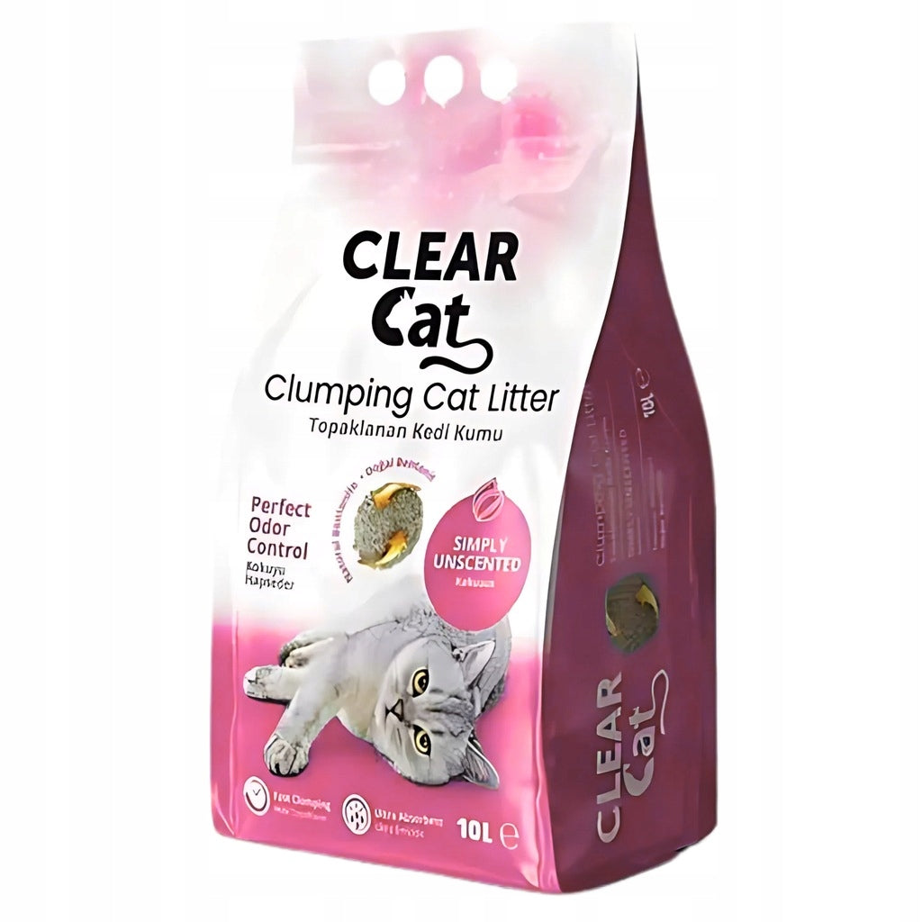BENTONITE LITTER for Cat Clear Cat Clumping 10L Unscented