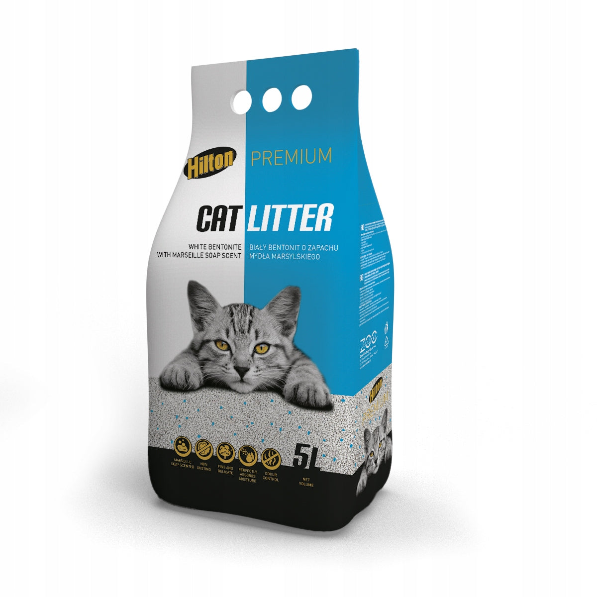 BENTONITE WHITE LITTER WITH SOAP SCENT 5L -HILTON CAT LITTER WHITE SOAP