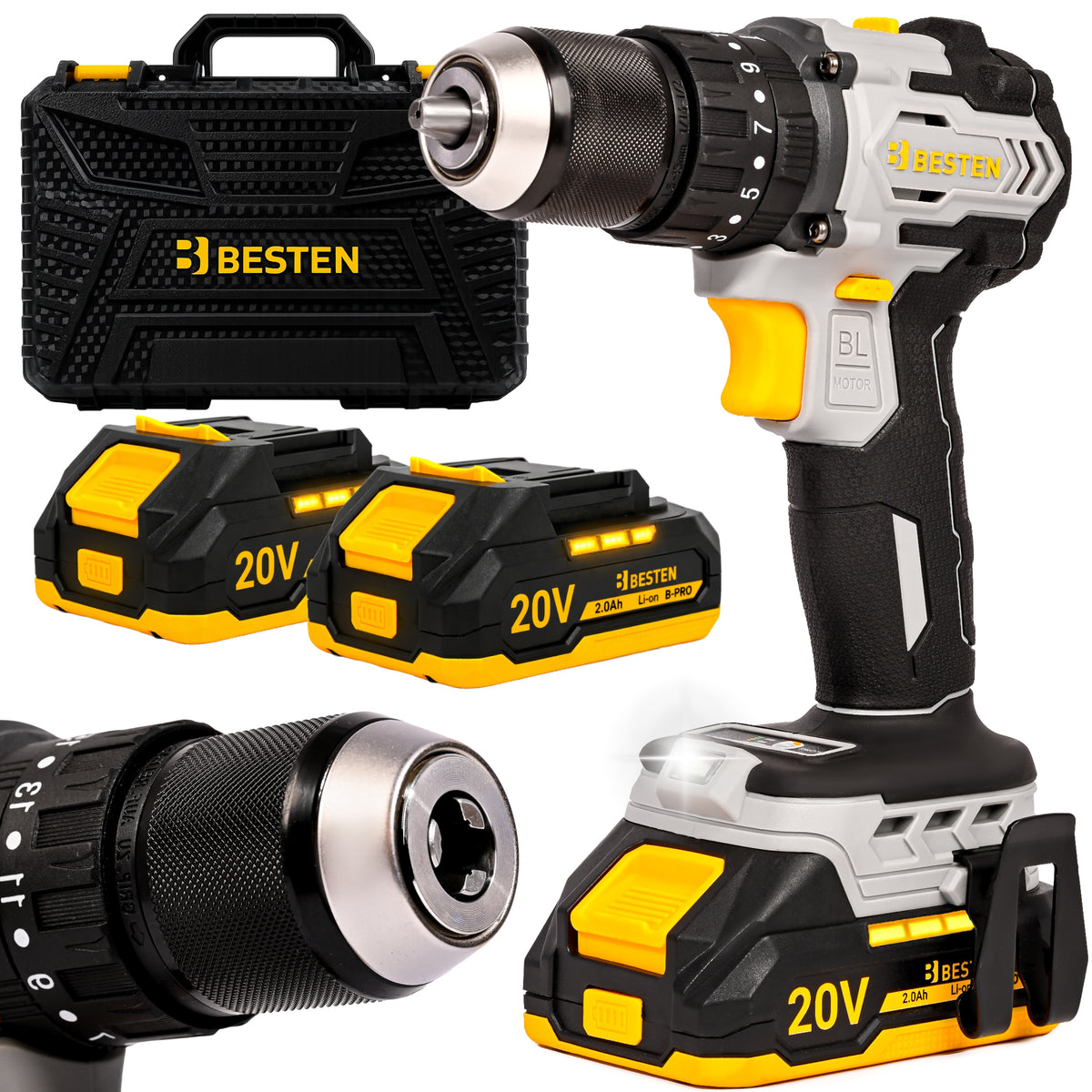 BESTEN Cordless Impact Screwdriver Brushless 75Nm 2xAku