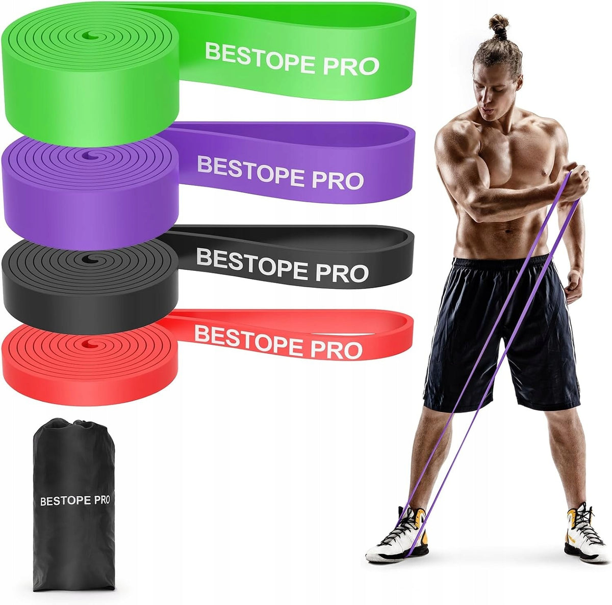 BESTOPE PRO Resistance Rubber Set for Pull-Up Exercises 4 Pieces