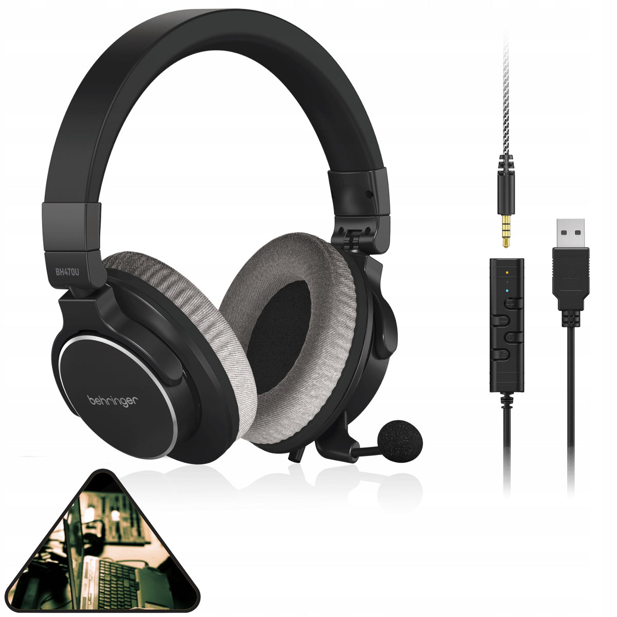BH 470U Studio Headphones With Microphone and USB Interface Behringer