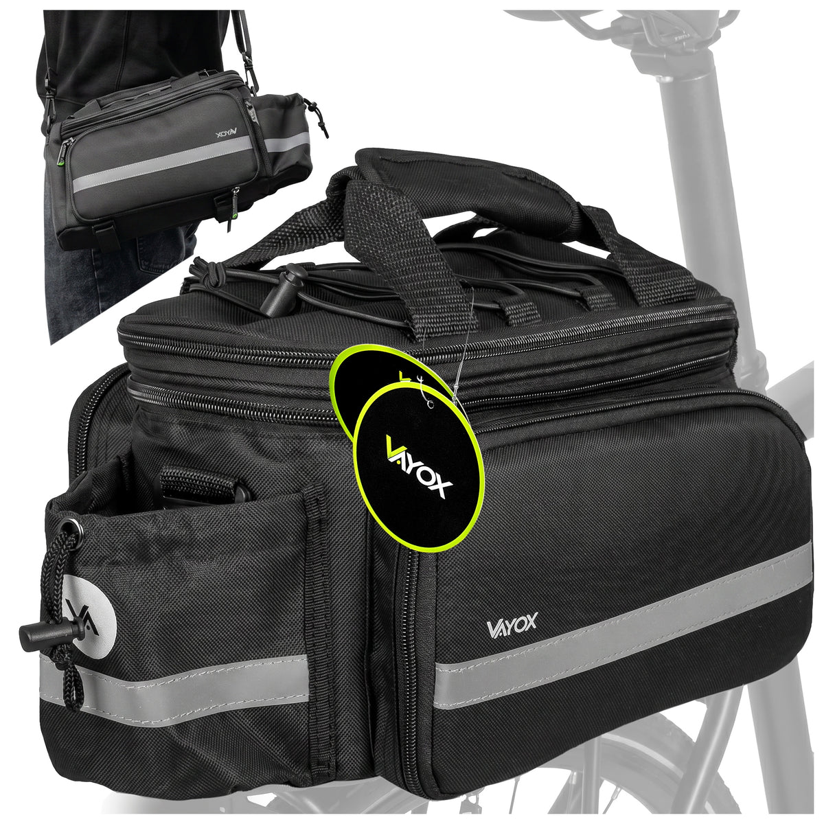 BICYCLE BAG PANNIER REAR RACK ADJUSTABLE CAPACITY WATERPROOF VAYOX