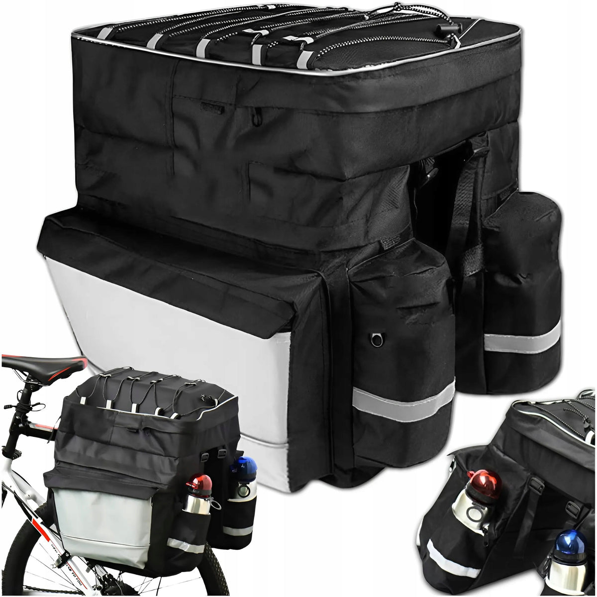BICYCLE BAG POUCH for bicycle rack + COVER Color black
