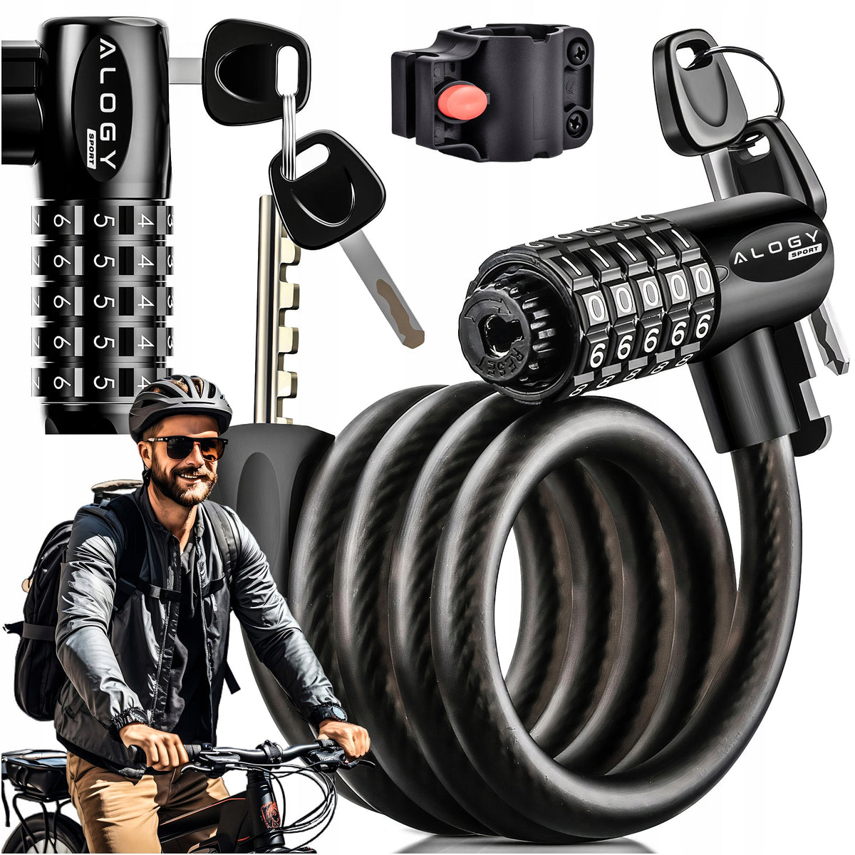 BICYCLE CLASP CABLE 120cm 10mm 2IN1 CODE AND KEY LOCK WITH HANDLE Packaging status original
