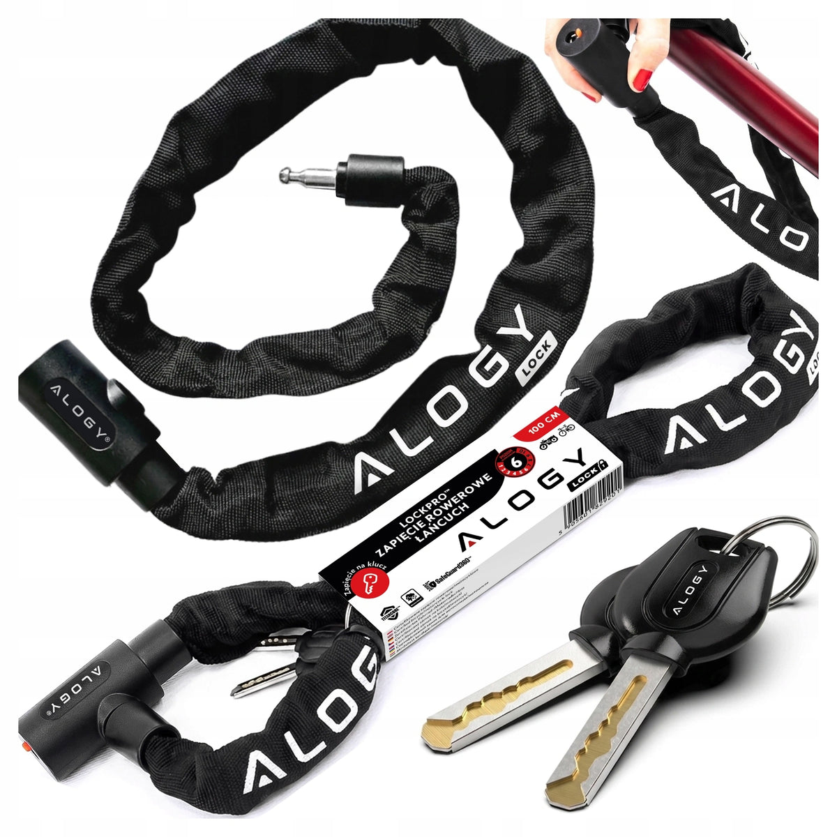BICYCLE CLASP CHAIN 1000/6K WITH KEY LIGHT SOLID SECURITY Packaging status original