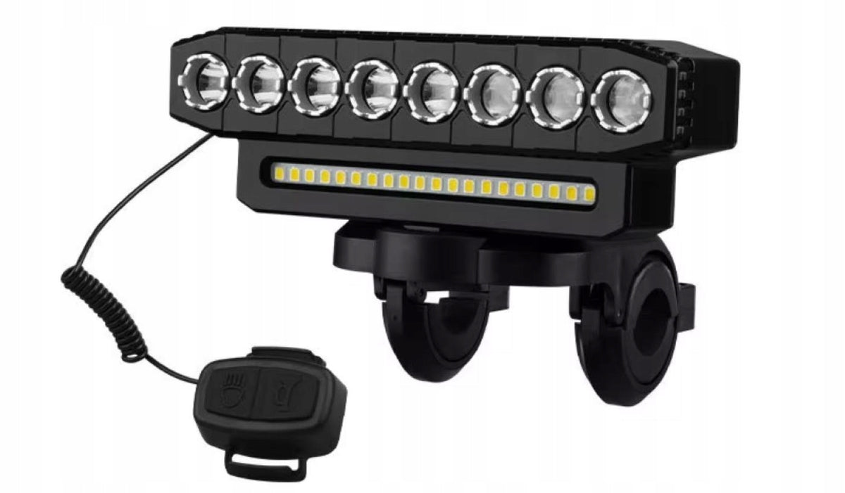 BICYCLE HORN BELL WITH POWERFUL 8 LED+20 SMD USB LAMP