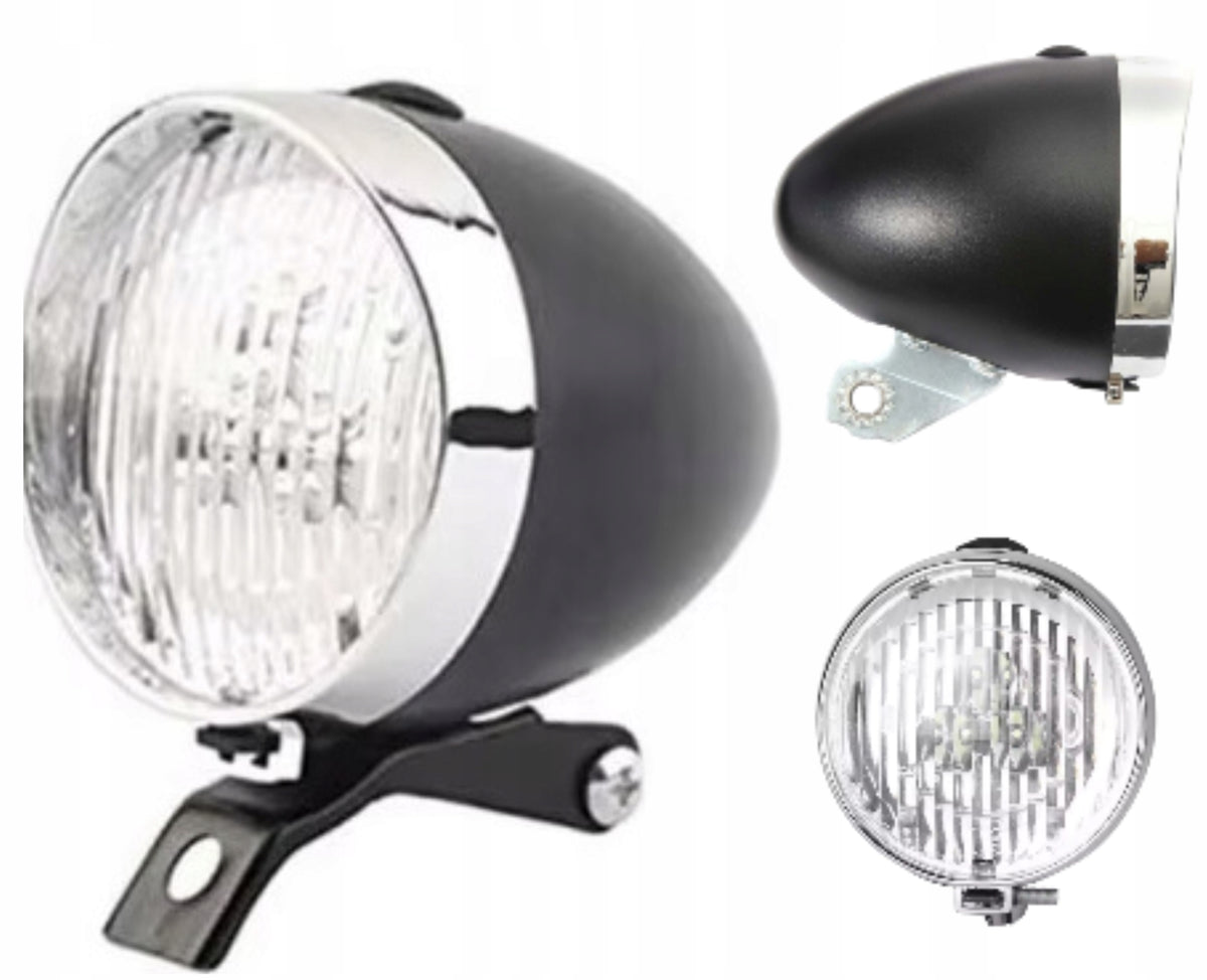 BICYCLE LIGHT FRONT RETRO LED BLACK 3 LEDS