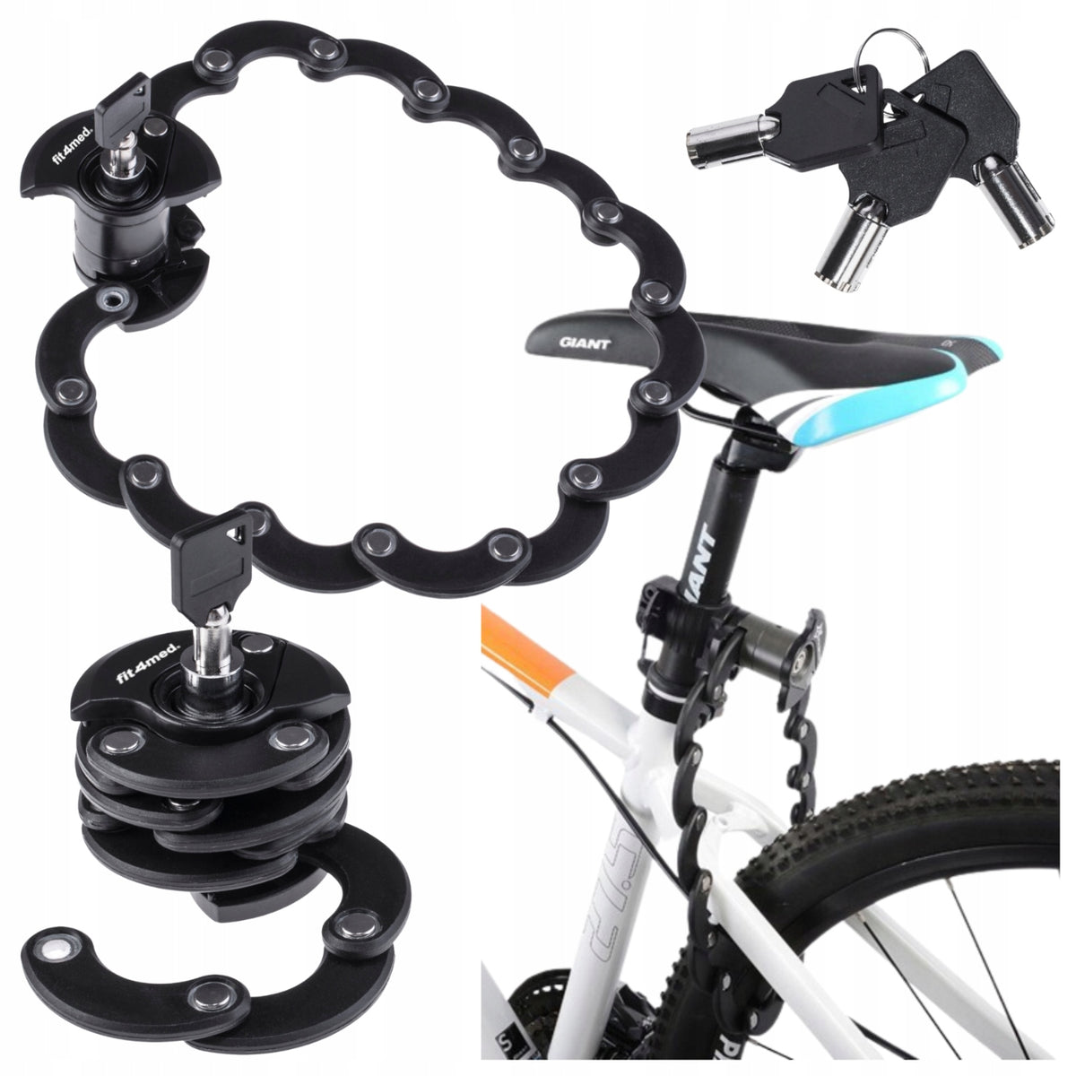 BICYCLE LOCK 60cm 5.5mm FOLDING KEY WITH HANDLE BICYCLE LOCK Manufacturer code IO017