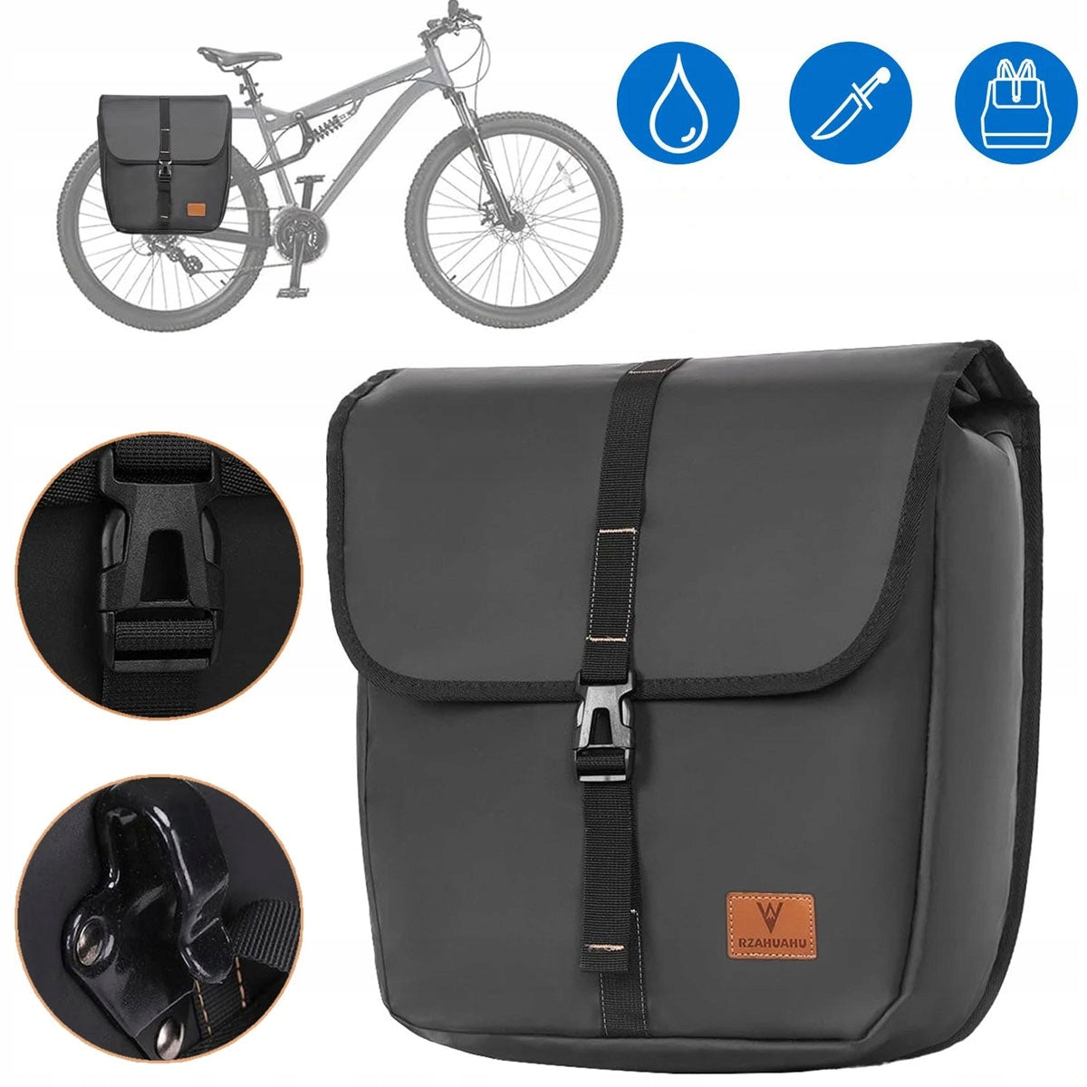 BICYCLE PANNIER BAGS ROOMY RIGID WATERPROOF FOR HIKING AND MOUNTAIN