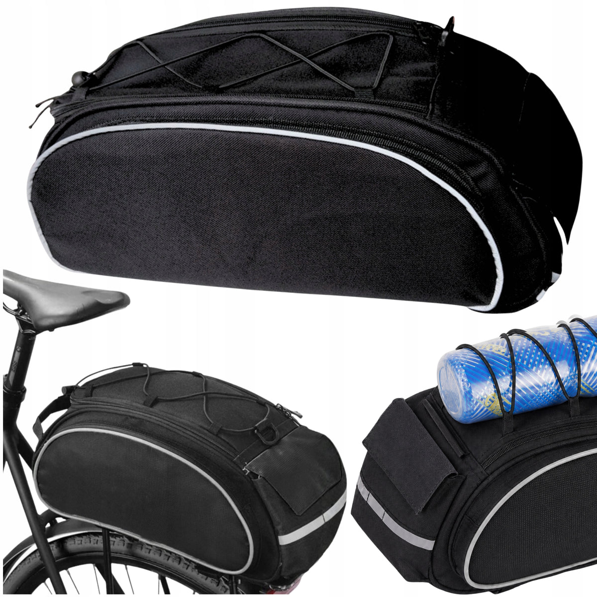 BICYCLE POUCH FOR TRUNK ROOMY REAR BIKE TRUNK LARGE BAG BLACK