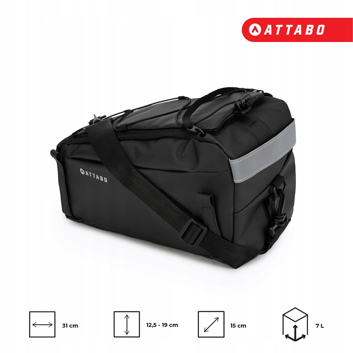 BICYCLE POUCH TRUNK BAG ATTABO MYBACK 7l WATERPROOF FOR BICYCLE Manufacturer code ATB-NAB4C001-BK