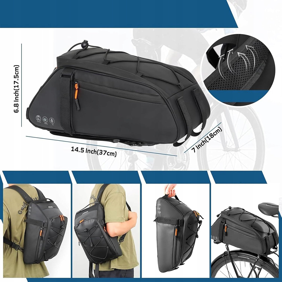 BICYCLE RACK BAG REFLECTIVE BICYCLE POUCH 10L Packaging status original