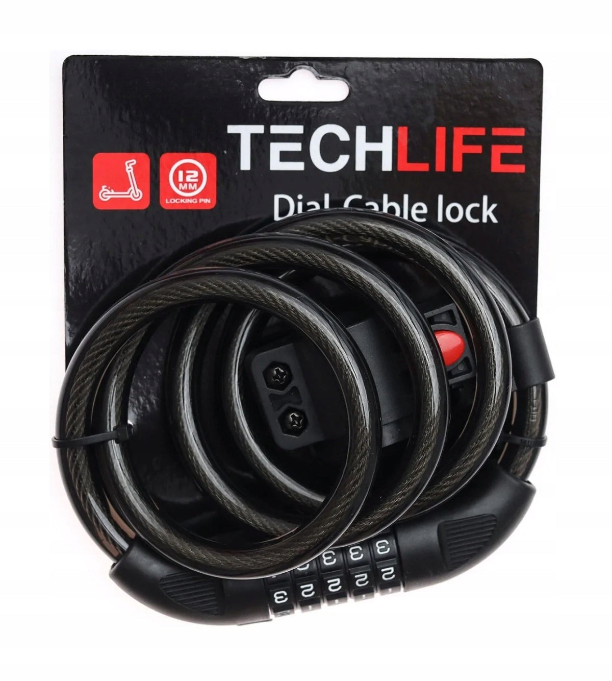 BICYCLE SCOOTER CLASP TECHLIFE CABLE LOCK WITH PRO CODE