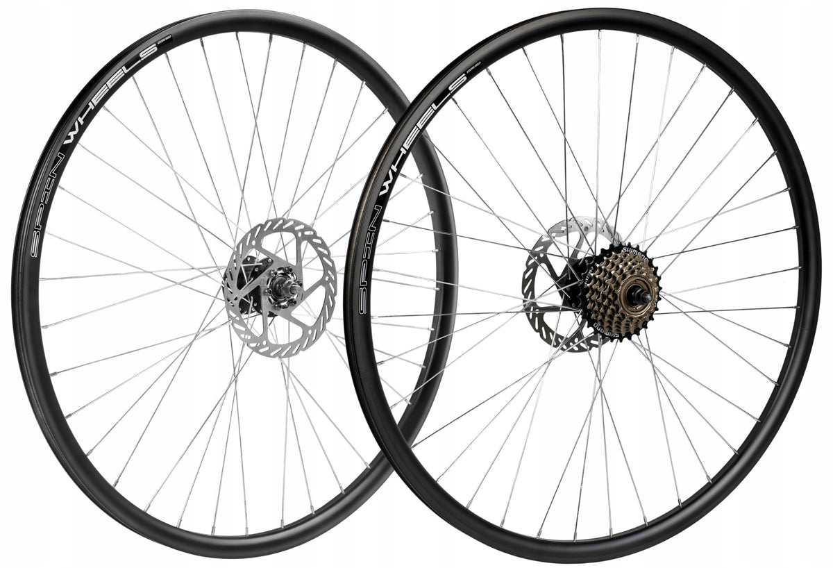 BICYCLE WHEEL 26 INCHES FRONT + REAR FREEWHEEL 7 ROWS DISC SET
