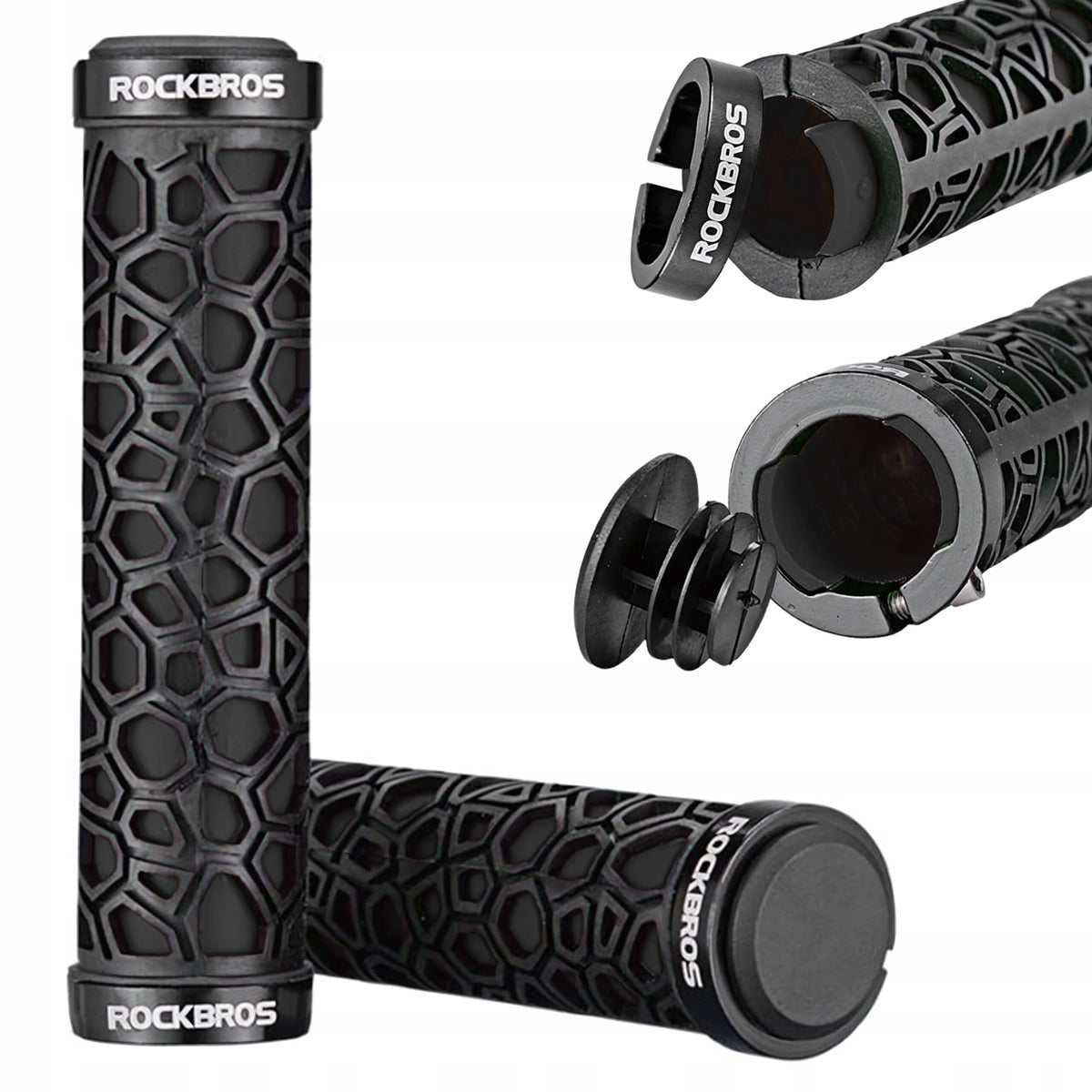 BIKE GRIPS BICYCLE GRIPS WITH CLAMP ROCKBROS BLACK 130MM