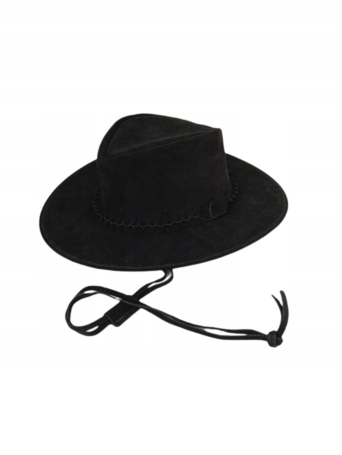BLACK LEATHER HAT WITH THONGS - SIZE XXL
