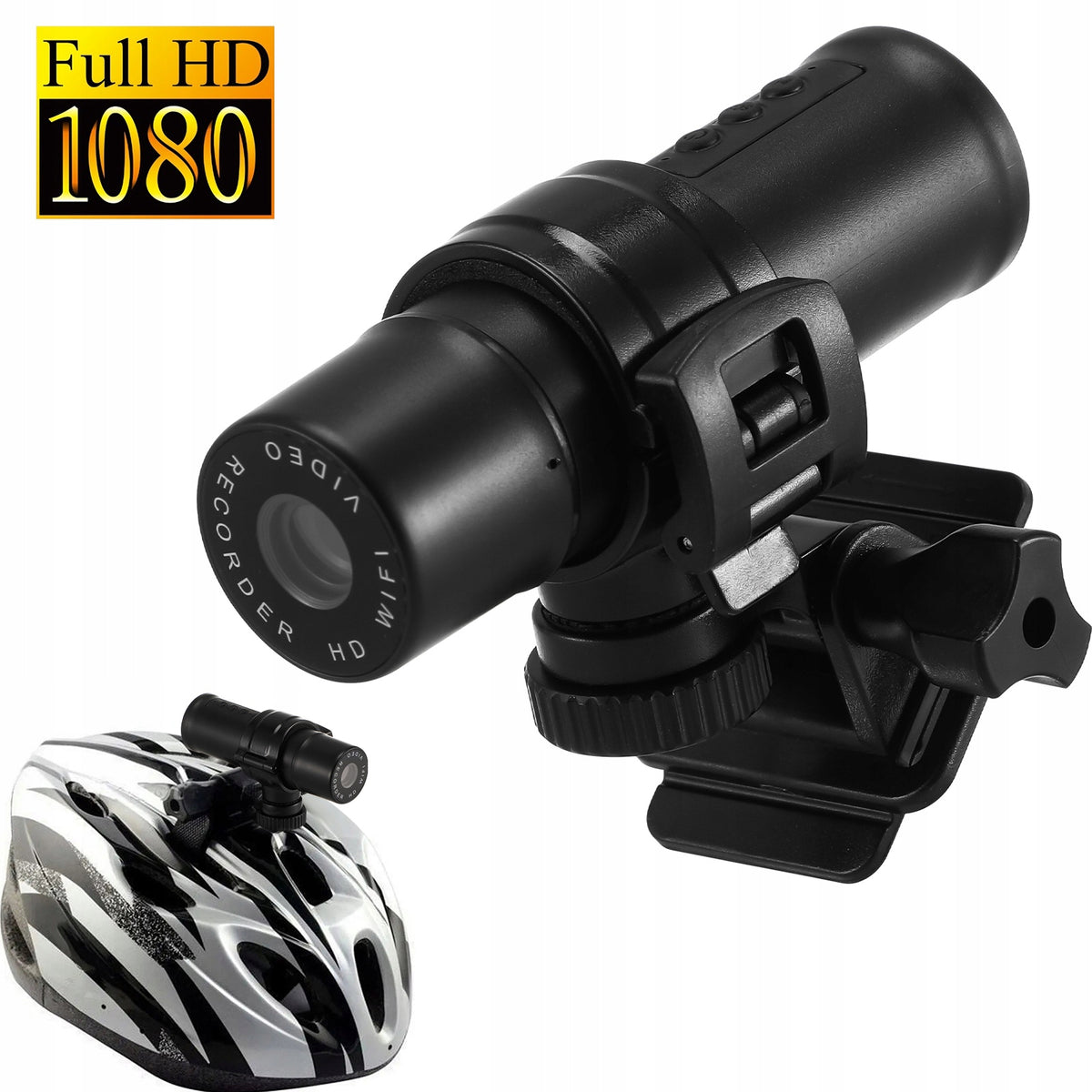 BLACK WATERPROOF CAMERA WITH WIFI AND HELMET MOUNT
