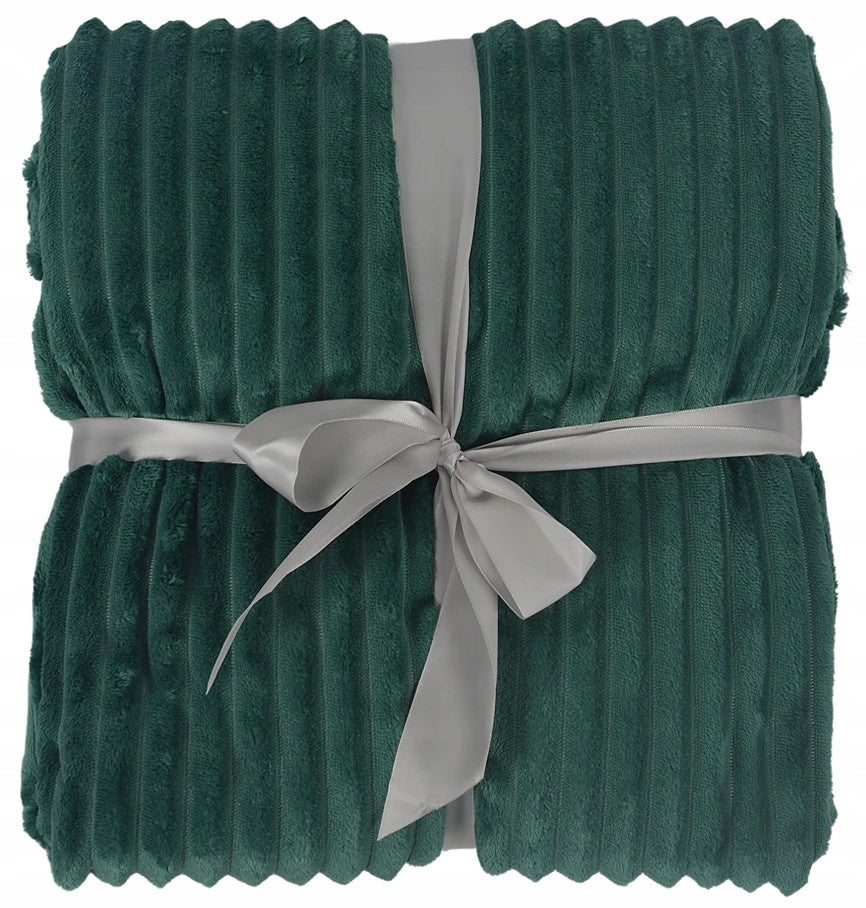 BLANKET 150x200 DARK GREEN SOFT WARM FOR COUCH PLAID BEDSPREAD FOR GIFT