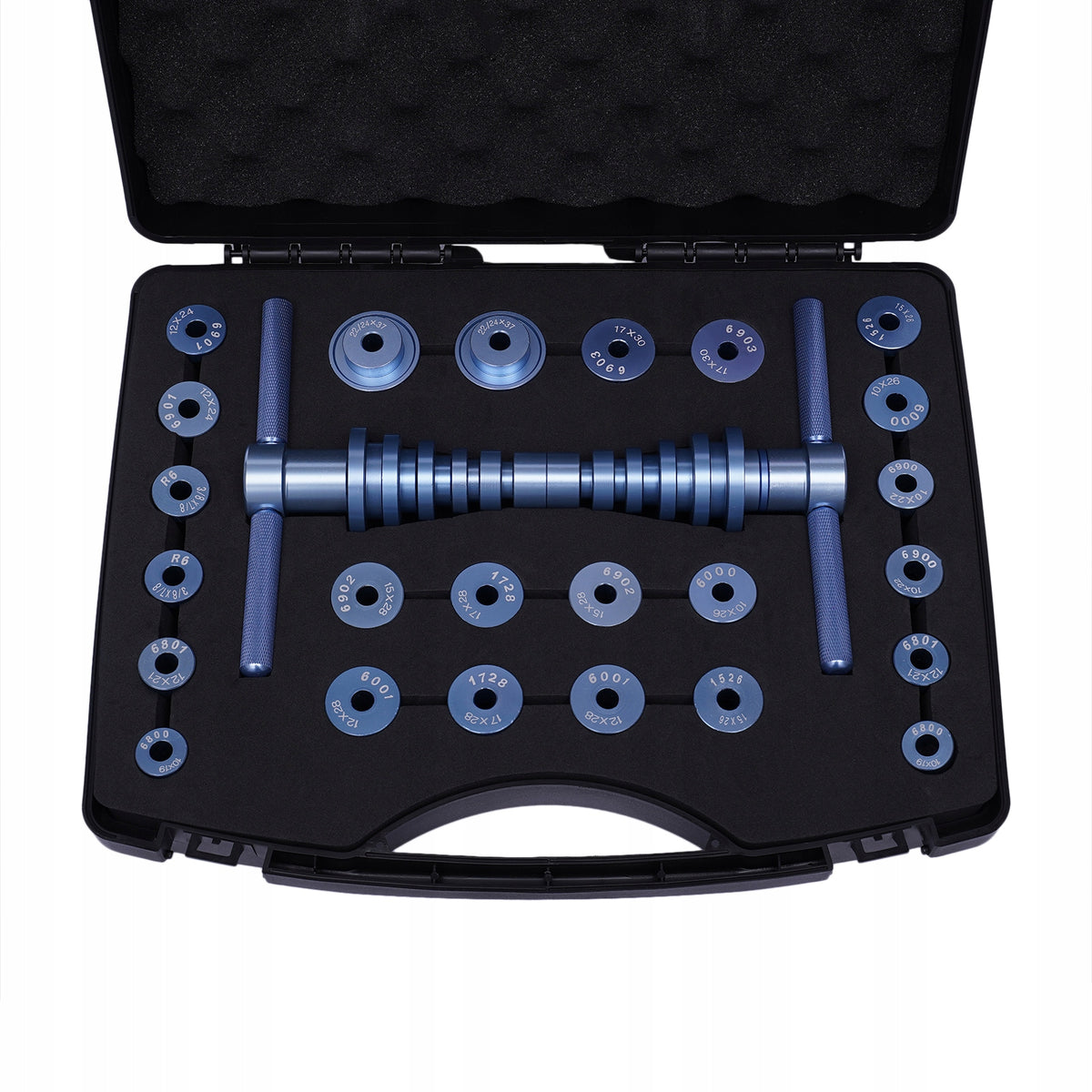 BLUE BICYCLE HUB BEARING PRESS RUDDER SUPPORT SET IN CASE